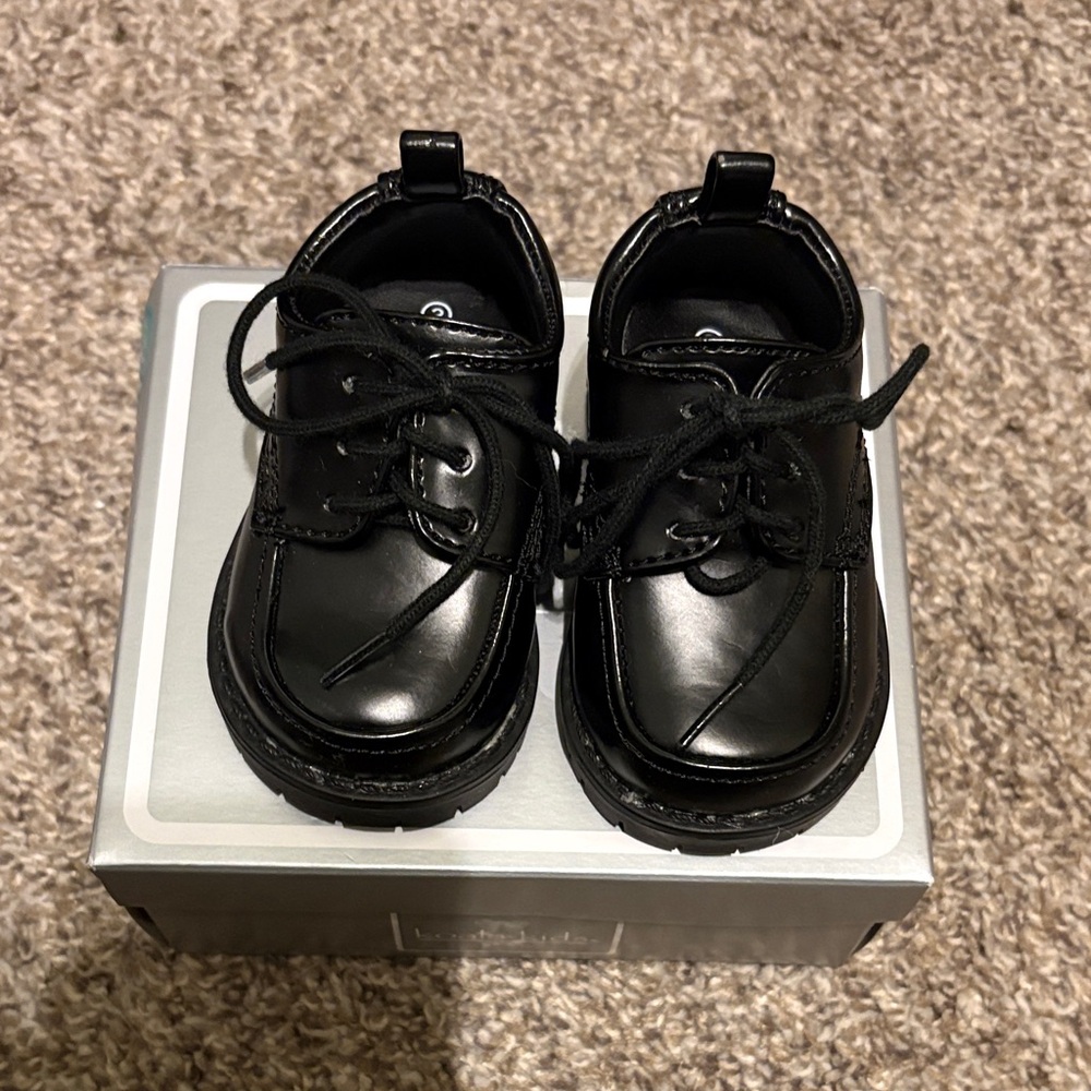 Koala Kids Black Patent Lace-Up Dress Shoes